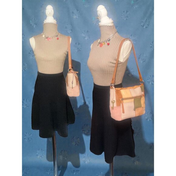 The Sak Indio Patchwork Hobo Pink Tan Mixed Leather Shoulder Bag Bohemian Boho - Picture 2 of 8